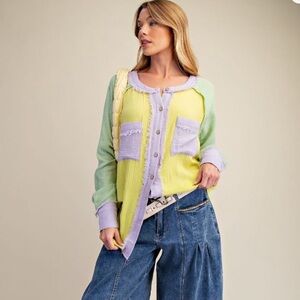 Easel COLOR BLOCK COTTON GAUZE BUTTON DOWN SHIRT